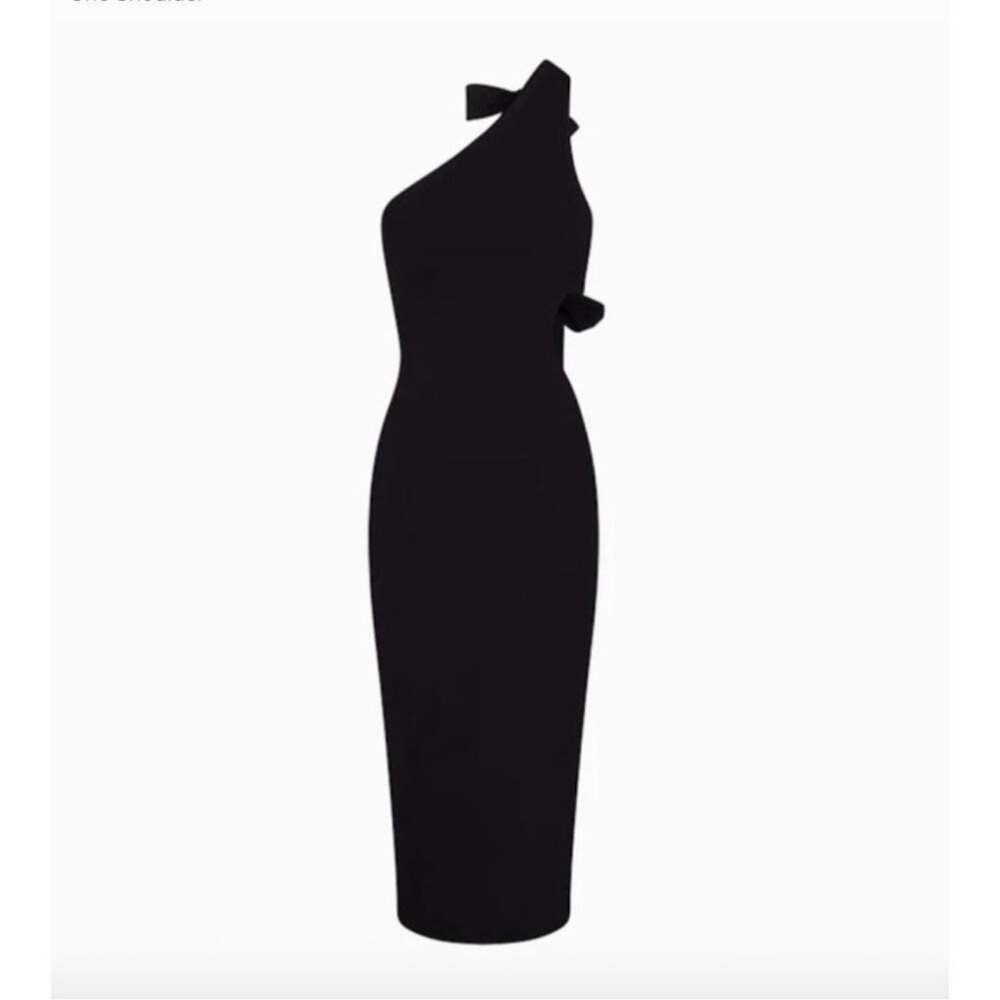 Khy Elegant Black One-Shoulder cutout midi Dress size Small